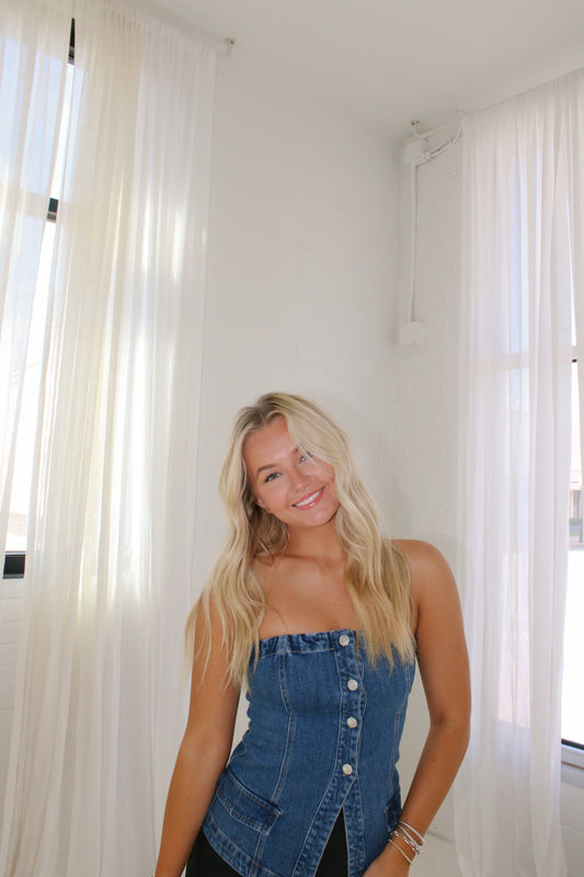 Reese denim tube top