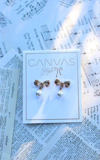 Cici Bow & Pearl Drop Earrings