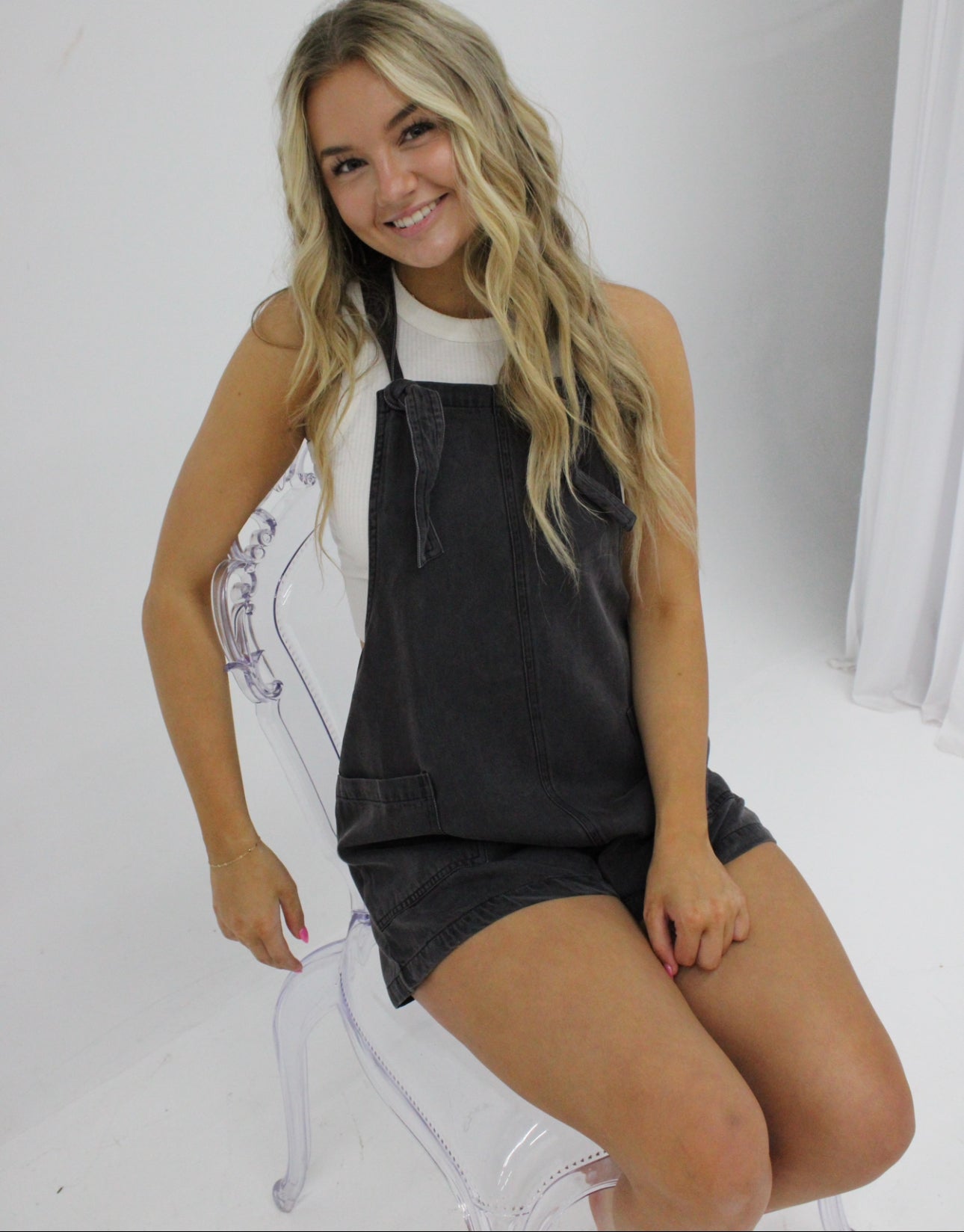 Julia washed denim romper