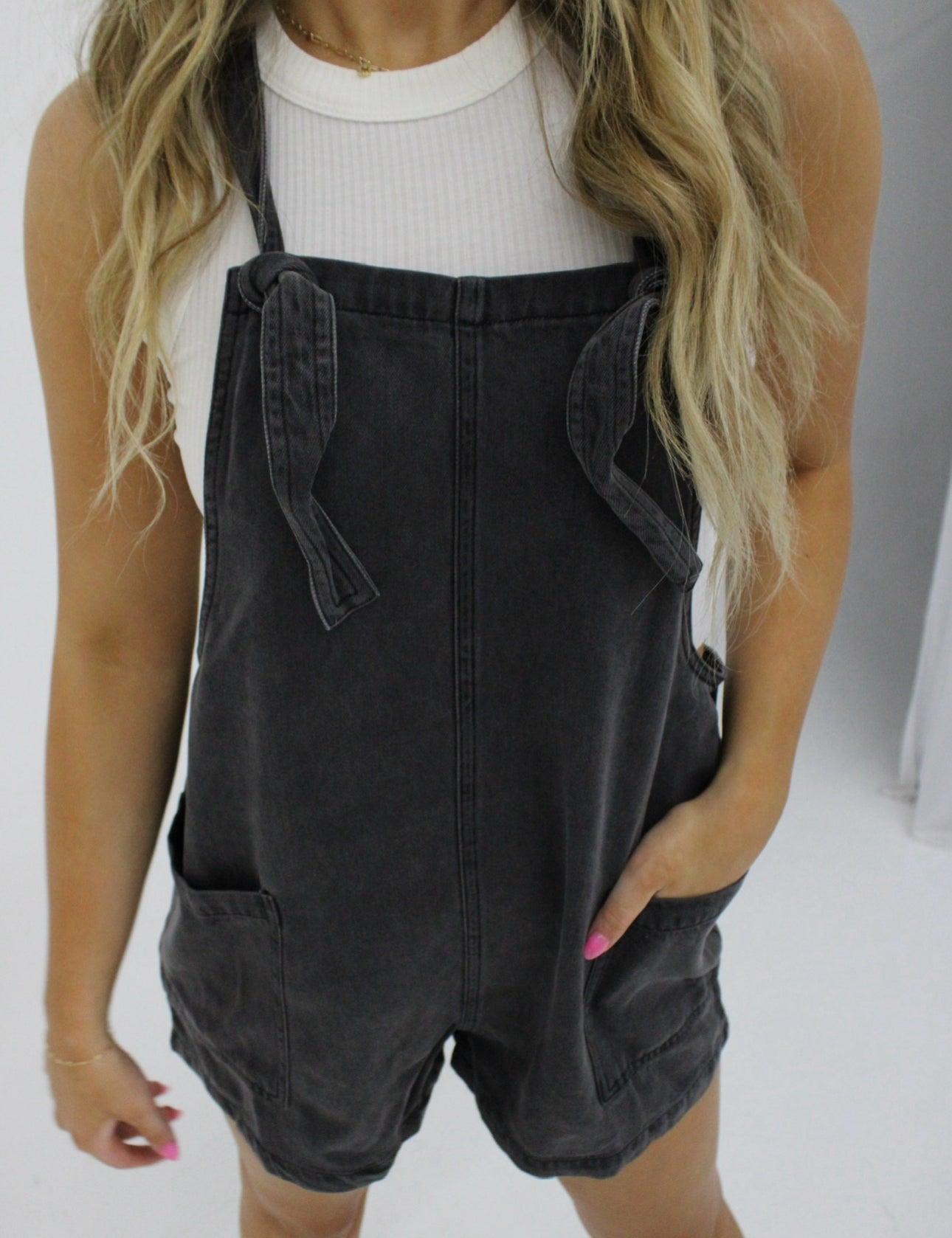 Julia washed denim romper