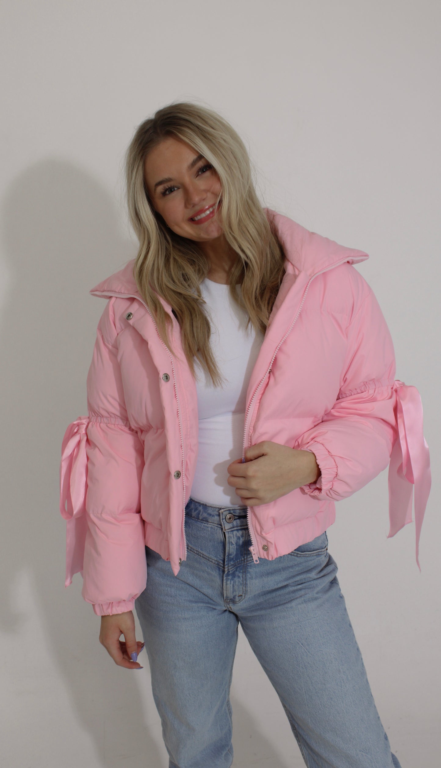 feeling cozy puffer jacket -baby pink