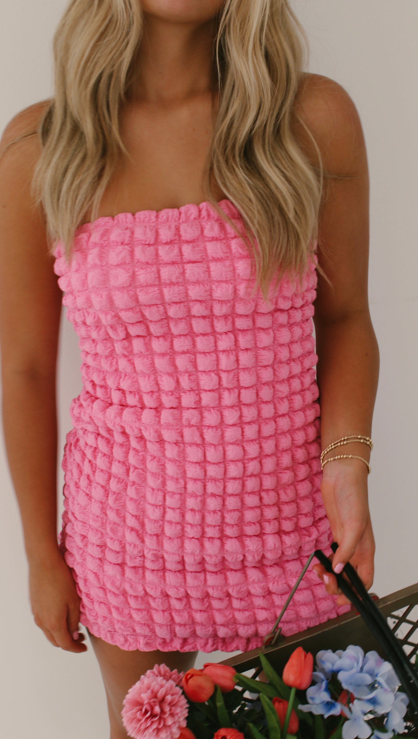 now or never pink bubble dress
