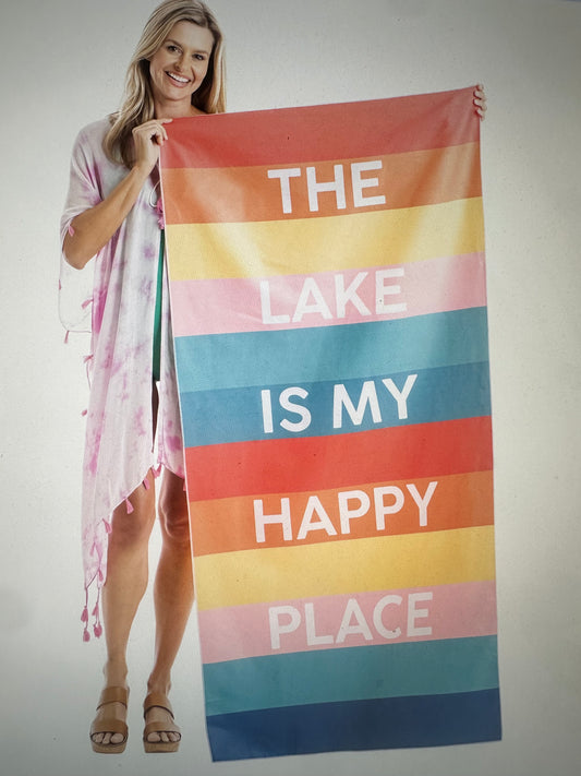 the lake is my happy place quick dry towel