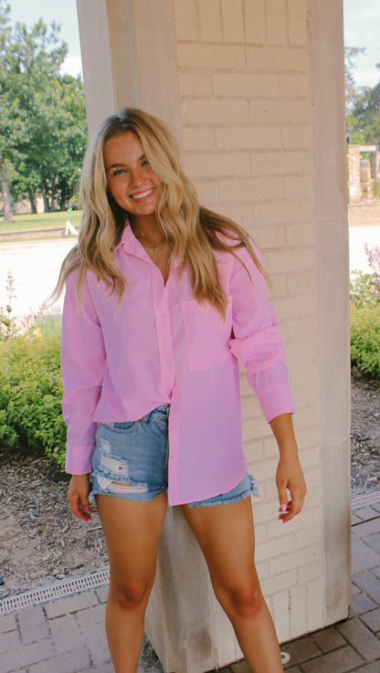 take me to the beach oversized button up top