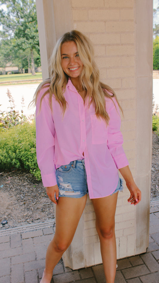 take me to the beach oversized button up top