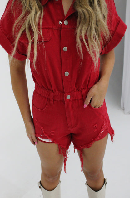 touchdown distressed romper