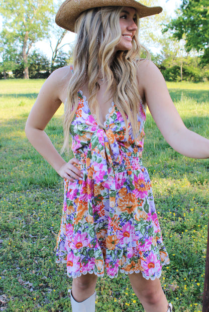 flirty in floral dress