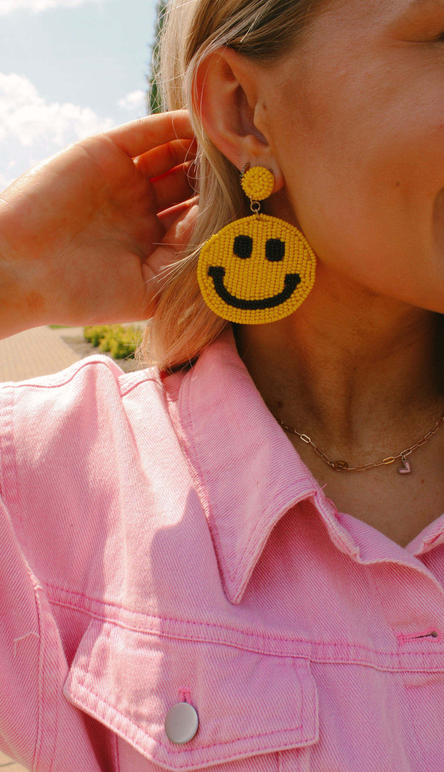 be happy beaded earring