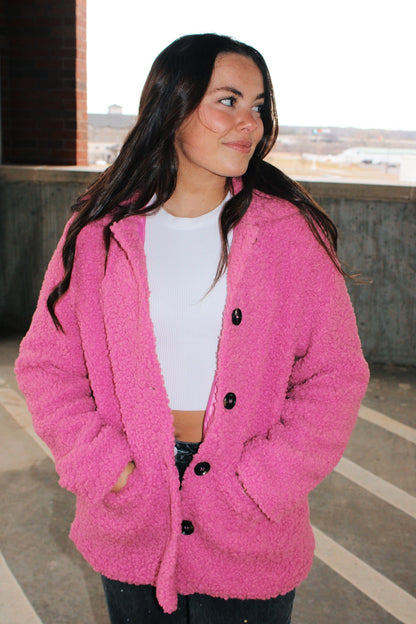 clara pink sherpa jacket
