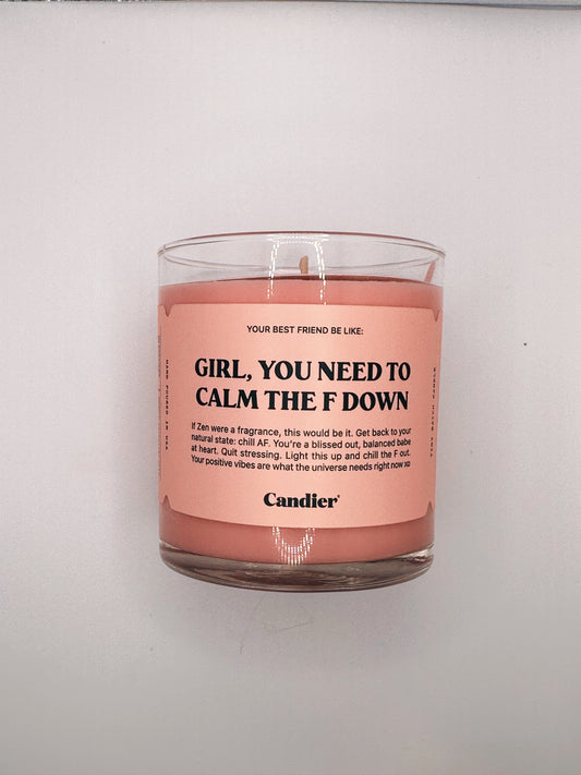 girl calm down candle