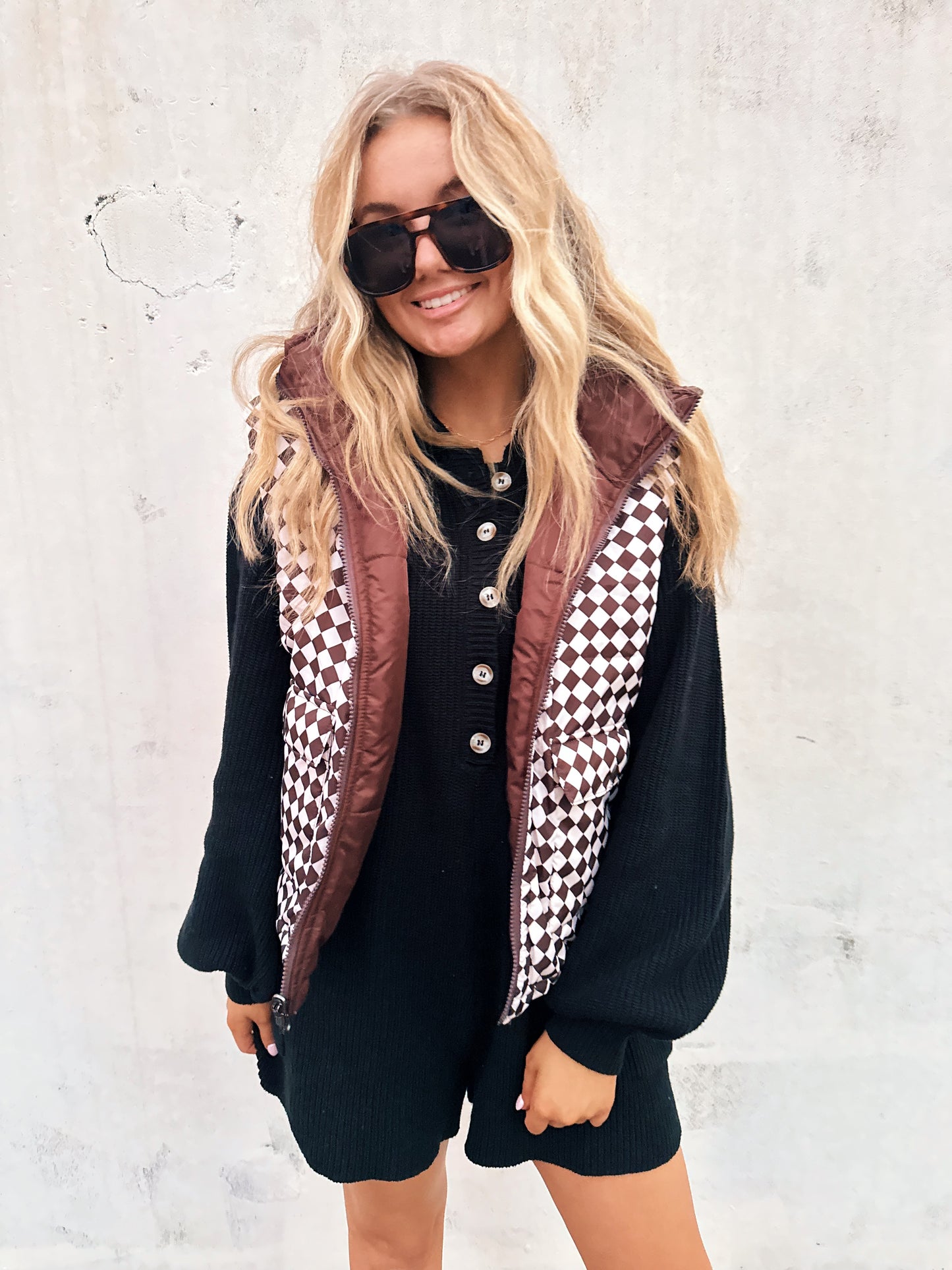 keep in check checkered reversible vest