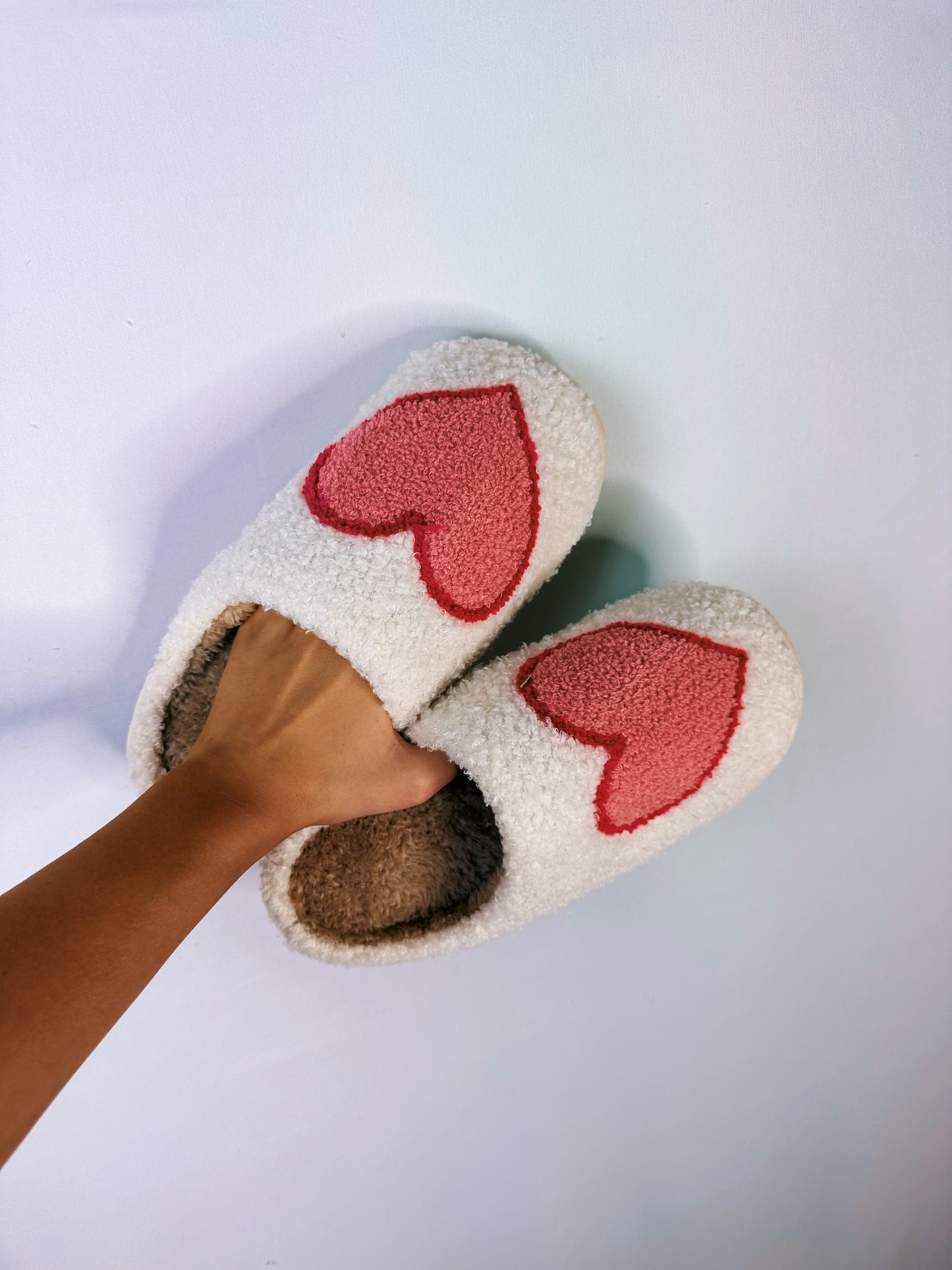 pink/red heart valentine's Day Fuzzy Slippers