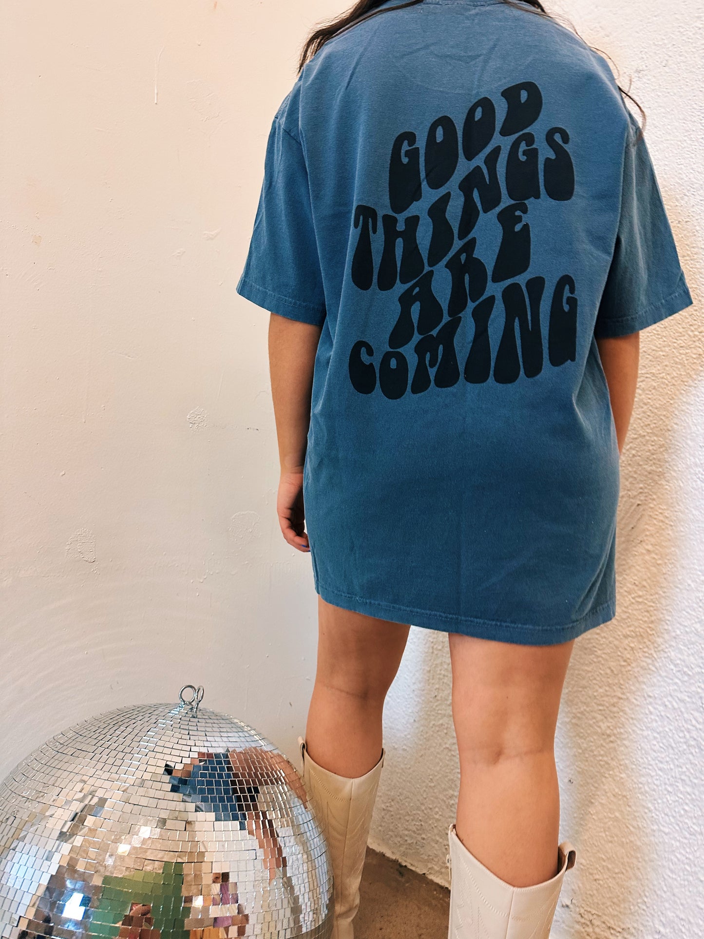 good things are coming oversized tee