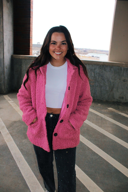 clara pink sherpa jacket