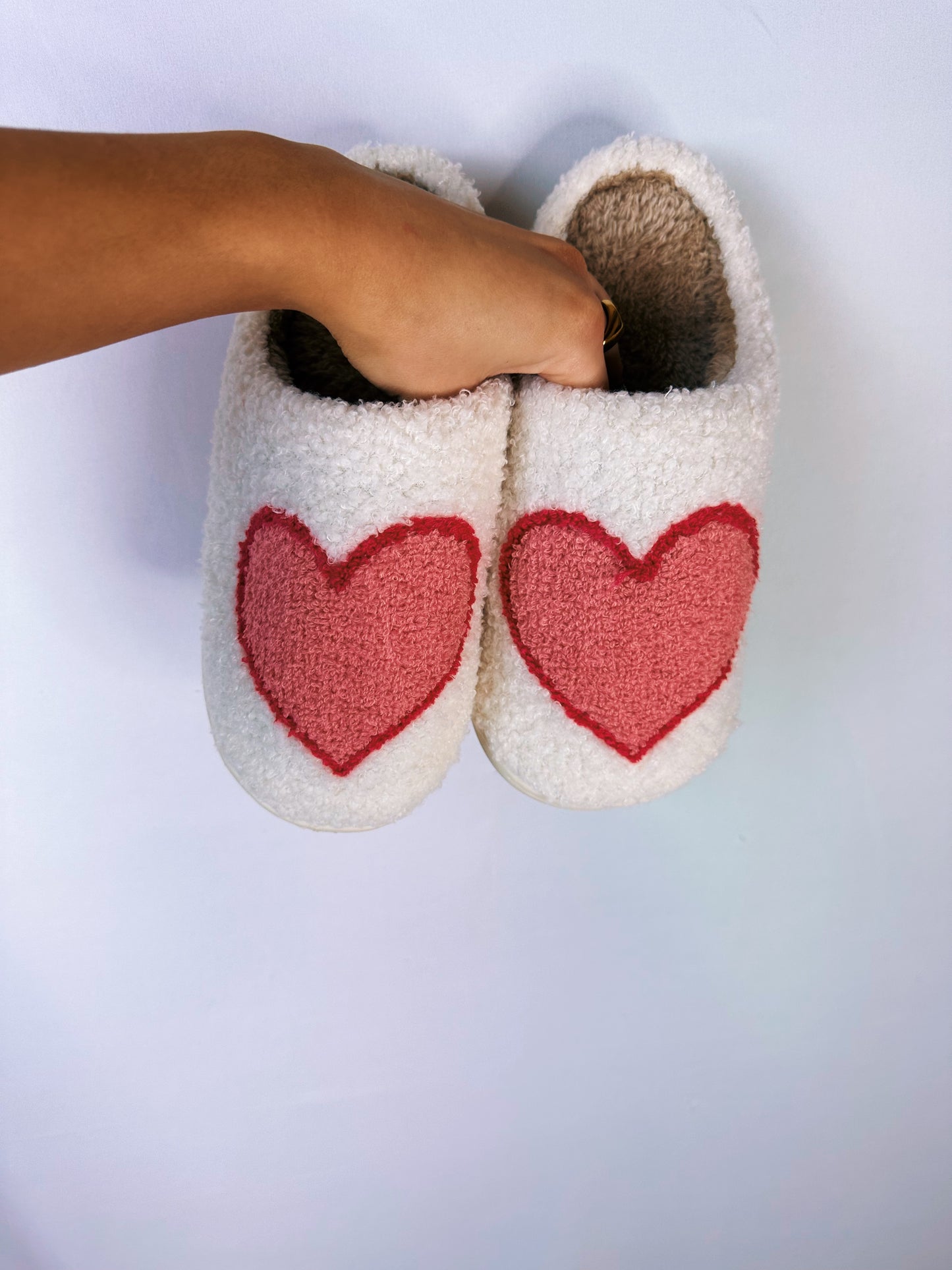 pink/red heart valentine's Day Fuzzy Slippers