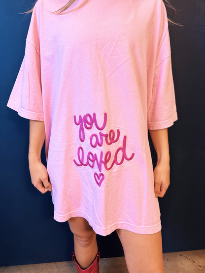 you are loved embroidered oversized tee